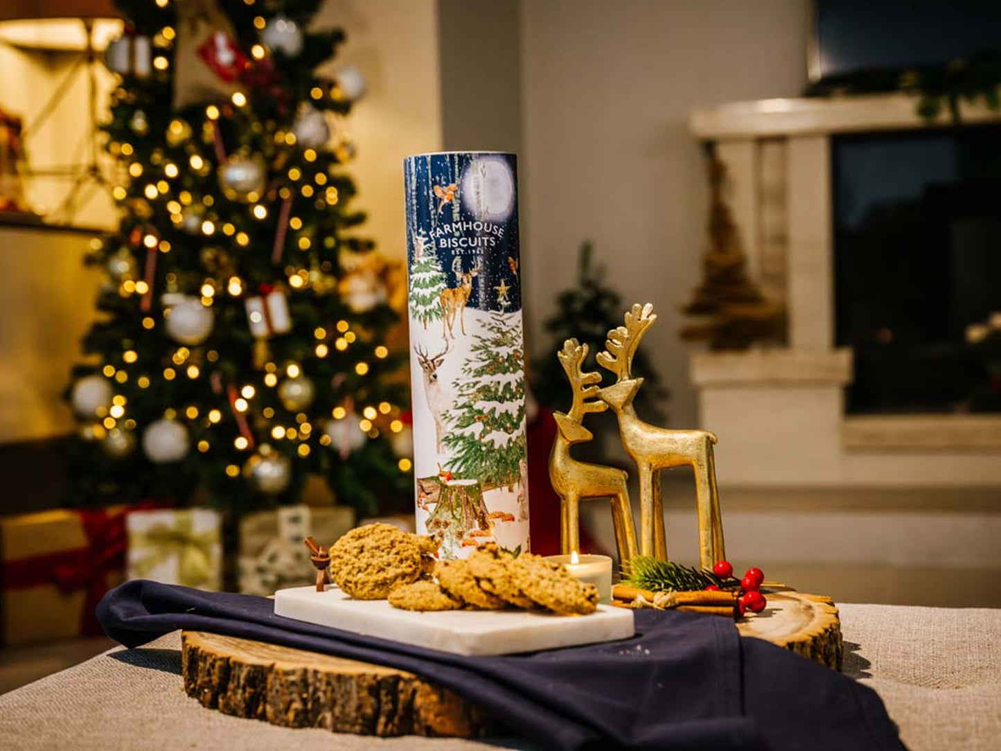 TUBO DI BISCOTTI INGLESI - WINTER ANIMALS - SPEZIATI ALL'AVENA - FARMHOUSE