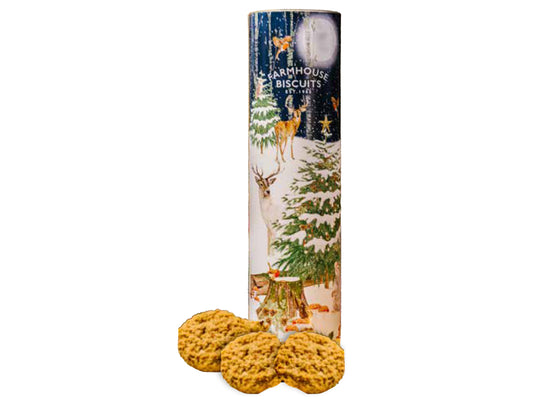 TUBO DI BISCOTTI INGLESI - WINTER ANIMALS - SPEZIATI ALL'AVENA - FARMHOUSE