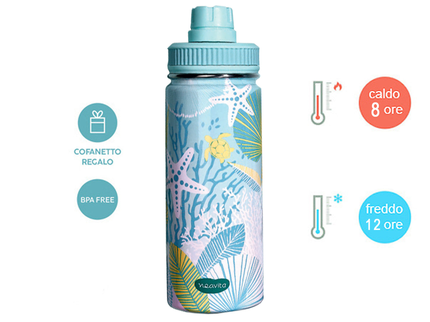 BOTTIGLIA TERMICA TARTARUGHE AZZURRA - TWICE - NEAVITA