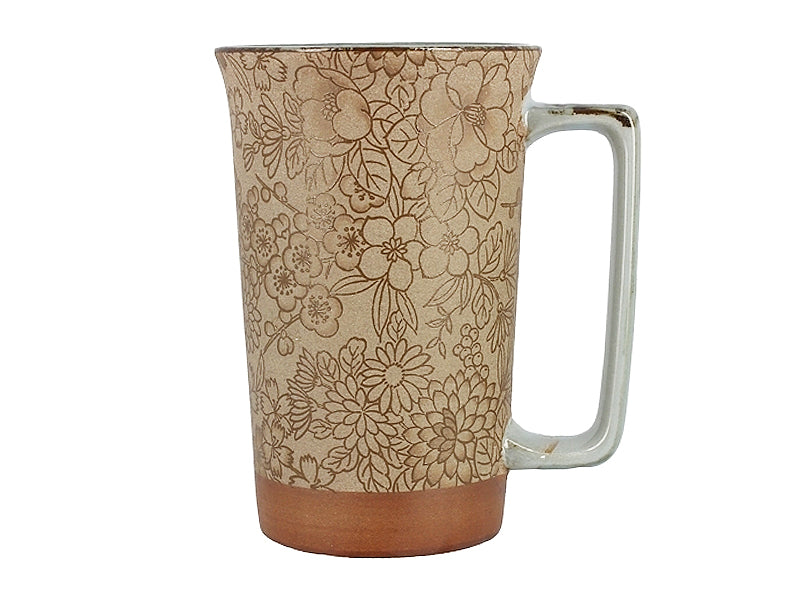 MUG GIAPPONESE "RETRO BRUN FLEURS"