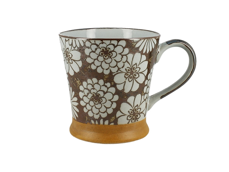 TAZZA GIAPPONESE BRUN FLEURS RONDES