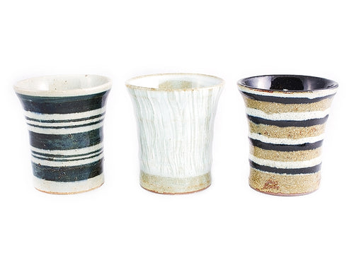 SET 3 BICCHIERI GIAPPONESI  "HORIZONTALES ET VERTICALES RAYURES"