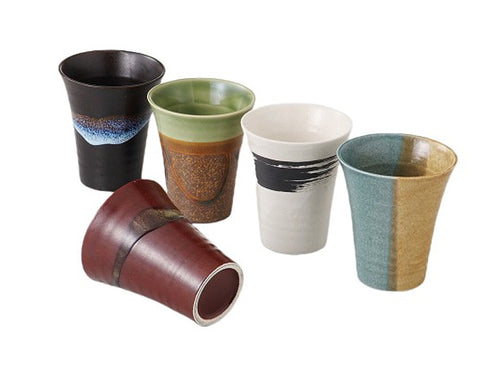 SET 5 BICCHIERI GIAPPONESI  "ZEN" DIVERSE FANTASIE